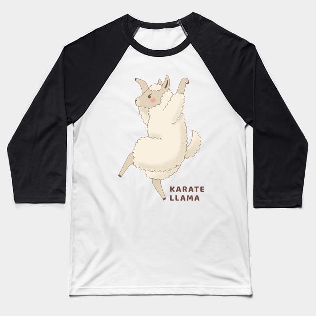 Cute Karate Llama Drawing Baseball T-Shirt by MariOyama